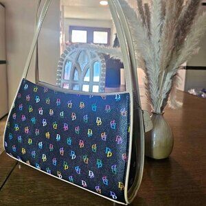 EUC Dooney & Bourke hobo or baguette Monogram Shoulder Bag